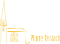 Logo Pfarre Tristach - Umriss Kirche und Schriftzug "Pfarre Tristach"